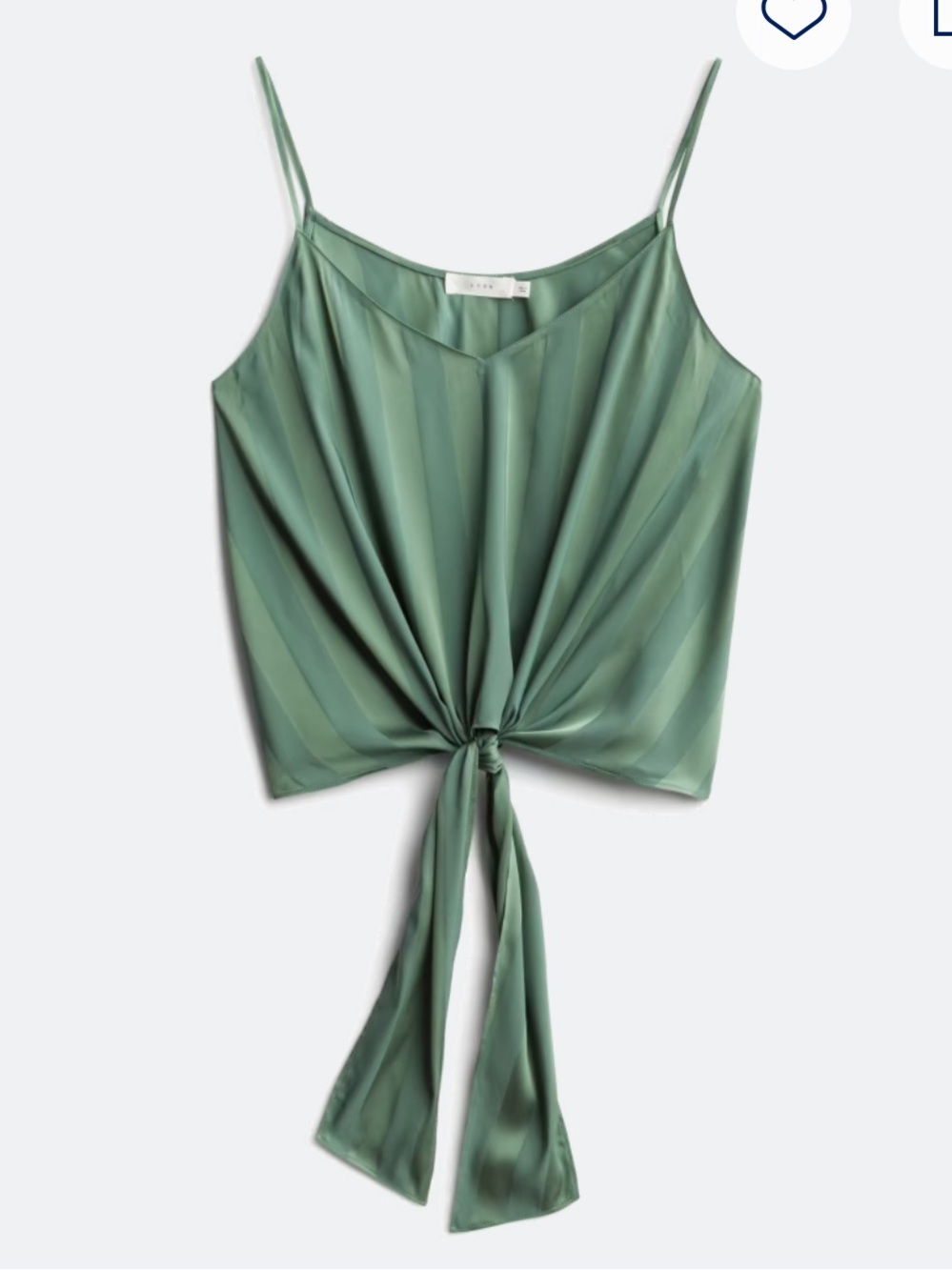 Lush Parina Tie-Front satin crop blouse